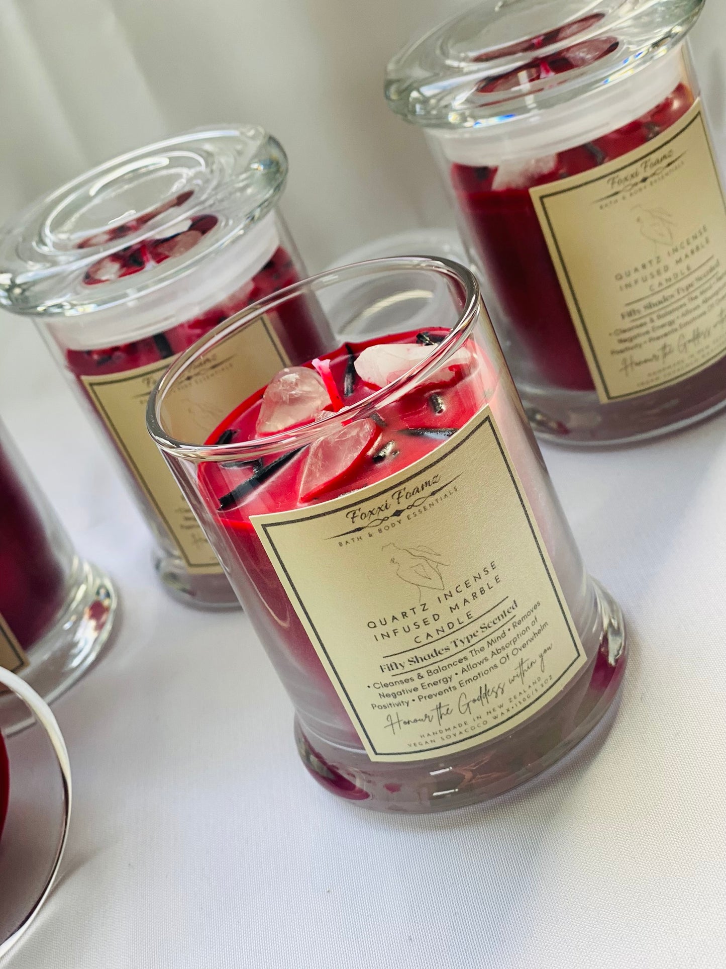 Fifty Shades Type Scented Marble Candle Quartz Infused