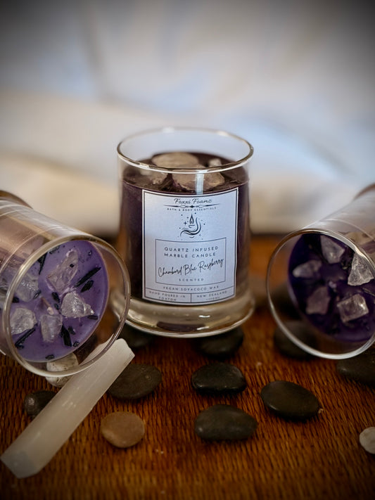 Chambord Blue Raspberry Scented Marble Candle with Quartz