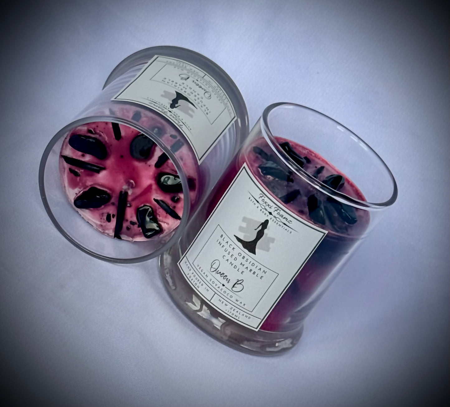 Queen B Marble Candle Infused with Black Obsidian