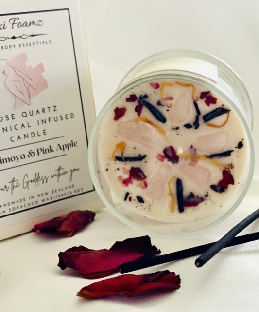 Cherimoya & Pink Apple Scented Rose Quartz Botanical Infused Candle