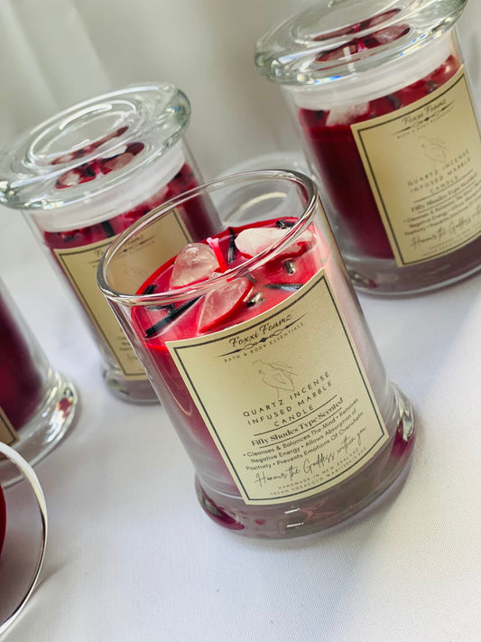 Fifty Shades Type Scented Marble Candle Quartz Infused